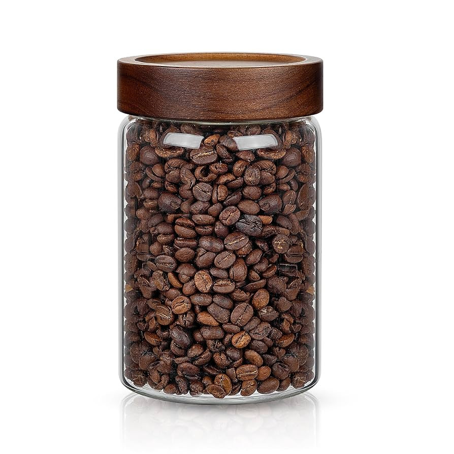 1PC Glass Storage Jars with Airtight Lids, 28 fl oz (850ml) coffee container with Wooden Lid, Gla... | Amazon (US)