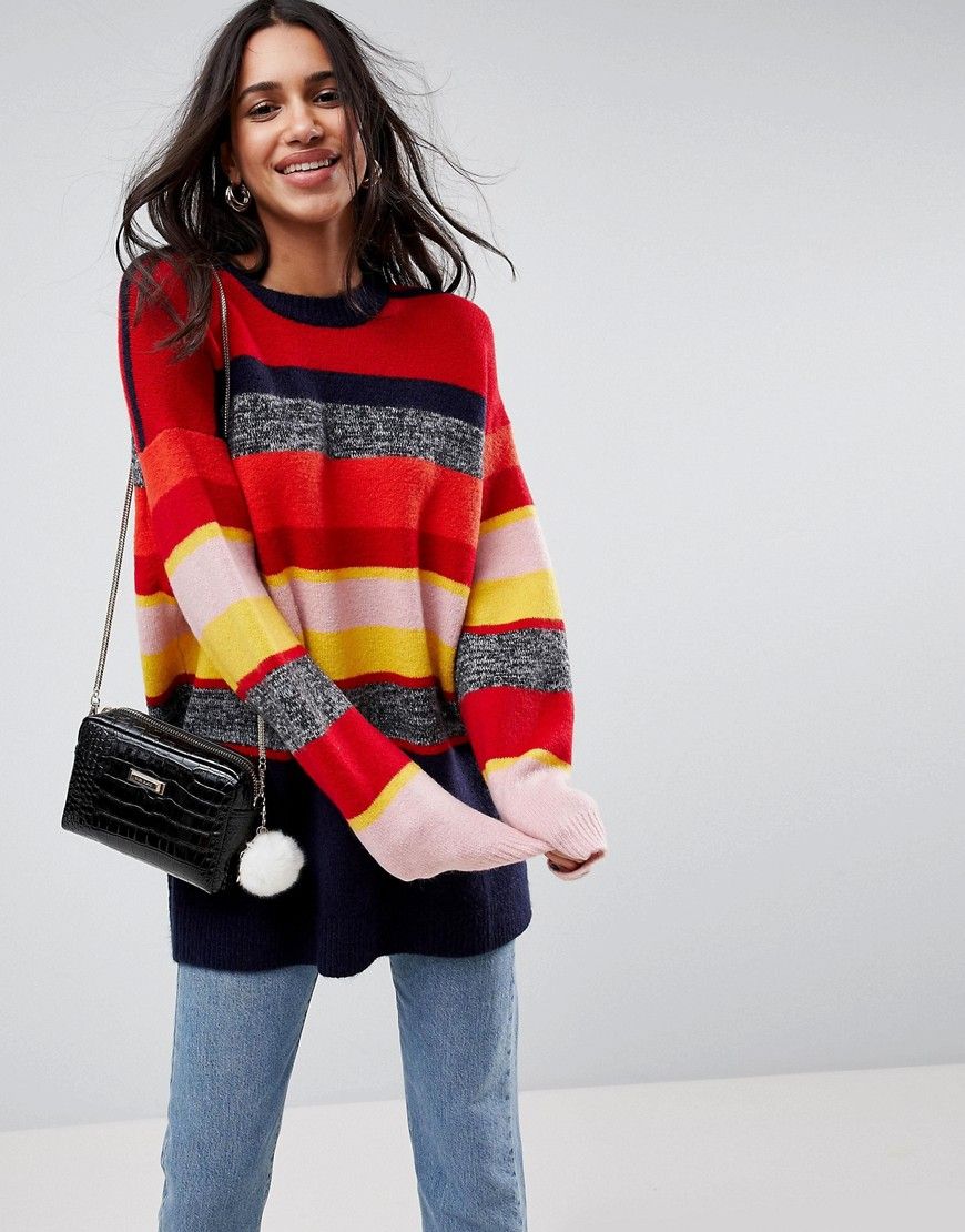 ASOS Oversized Jumper in Stripe - Multi | ASOS UK