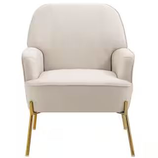 Modern Beige upholstered Accent Arm Chair with metal legs(Set of 1) | The Home Depot