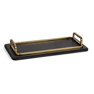 Greyson Leather Rectangle Tray Small (Natural Brass) | Perigold