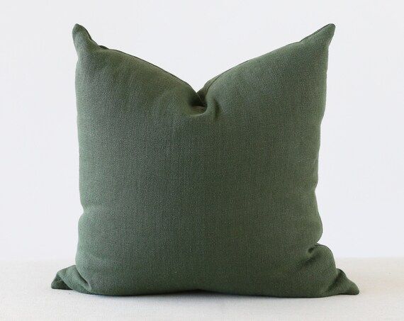 Green Linen Pillow Cover, Moss Green Linen Pillow, Sage Green, Pillow Covers 20x20, Designer Thro... | Etsy (US)