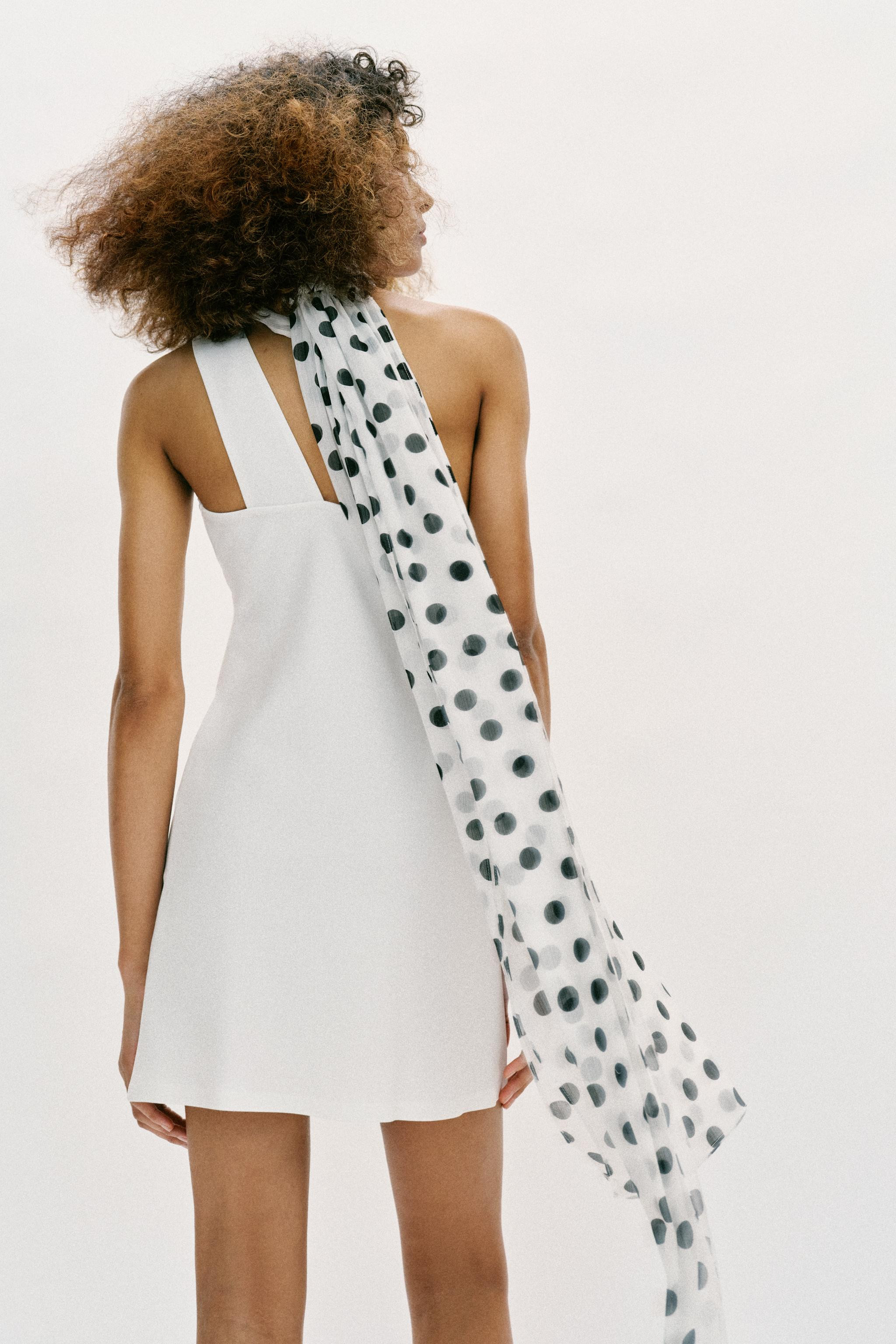 HALTERNECK DRESS WITH POLKA DOT SCARF | Zara UK