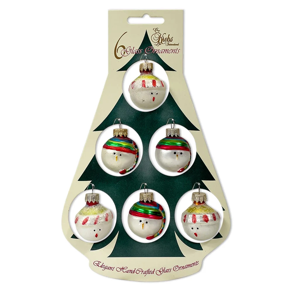 Christmas By Krebs Blown Glass  Collectible Tree Ornaments (1 1/2" Mini Round Snowman Head - 6 Pi... | Walmart (US)
