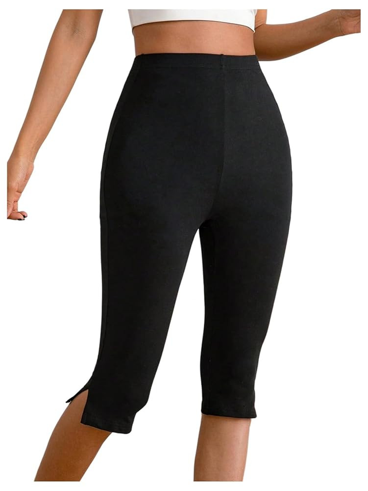 Verdusa Women's Split Capri Leggings High Waisted Knee Length Shorts | Amazon (US)