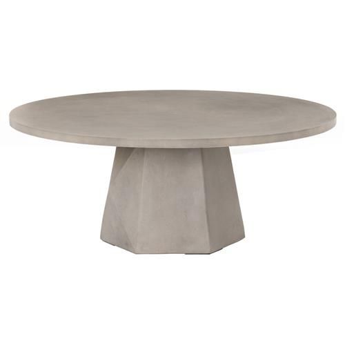 Thomson Modern Grey Concrete Classic Round Outdoor Coffee Table | Kathy Kuo Home