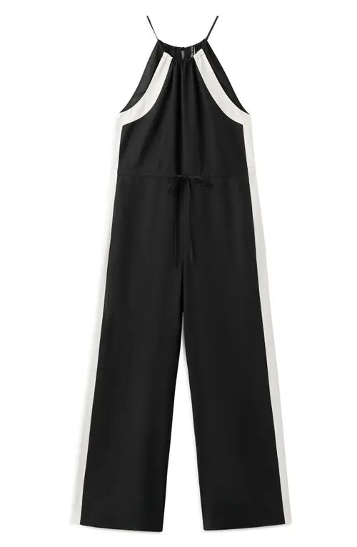 MANGO Wide Leg Halter Jumpsuit in Black at Nordstrom, Size Medium | Nordstrom