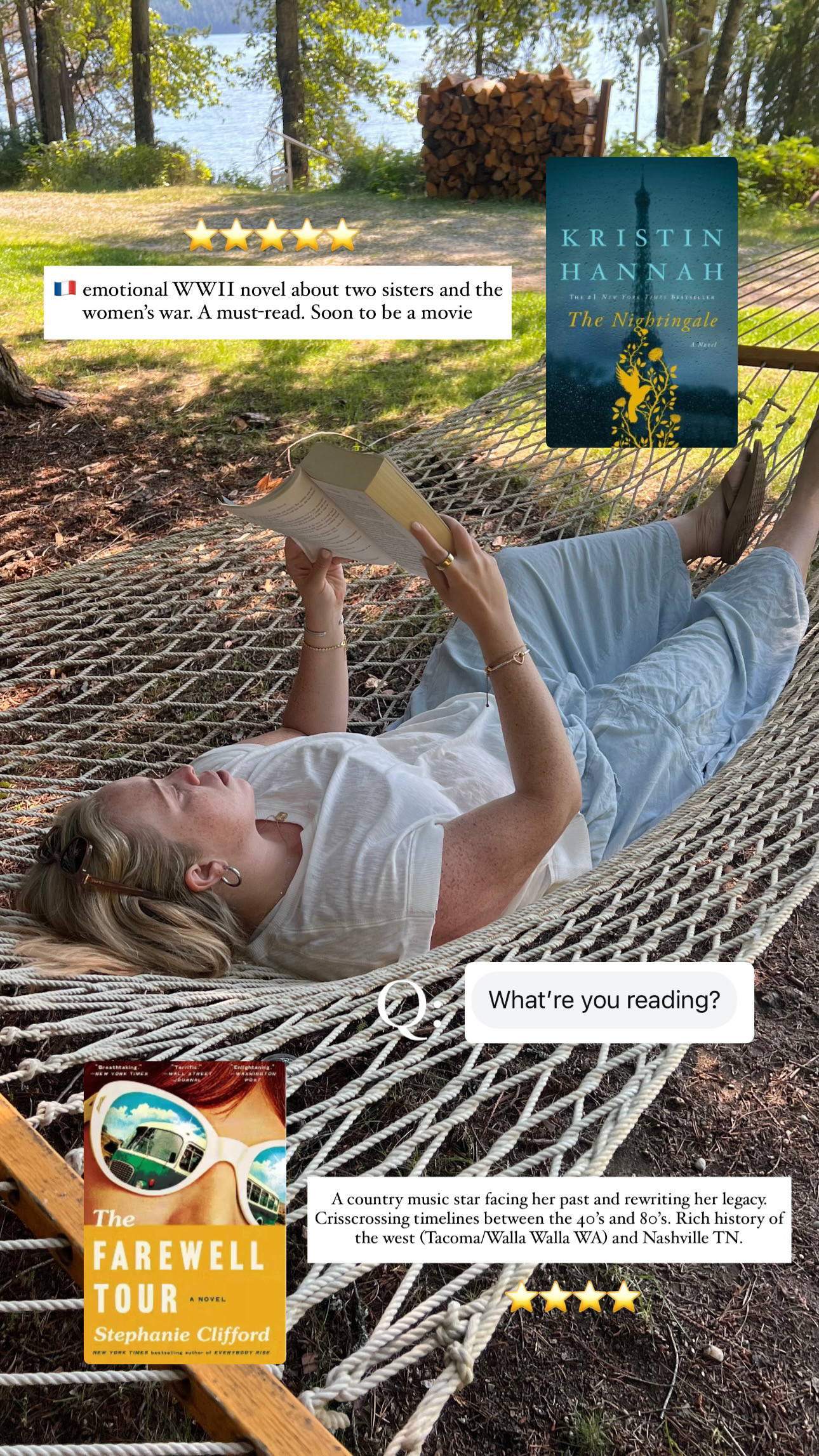 Two of the books I finished on vacation! 

The Nightingale: 5 Stars

The Farewell Tour: 4 Stars

Both were soo good!  

 #LTKFindsUnder50 #LTKTravel #LTKautumn