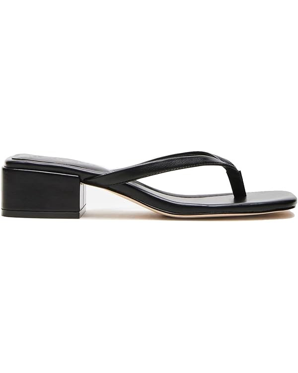 Heeled Flip Flops for Women Square Open Toe Chunky Block Heel Sandals Slip on Casual Comfortable ... | Amazon (US)