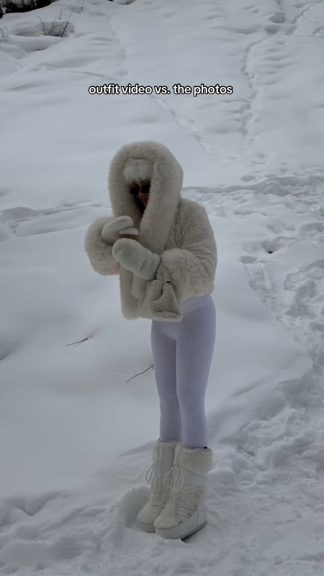 Cozy all white outfit for winter - wearing the coziest hooded fur coat with matching fur moon boots

#LTKootd #LTKSeasonal #LTKFindsUnder100