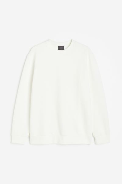 Regular Fit Ribbed Sweatshirt - White - Men | H&M US | H&M (US + CA)