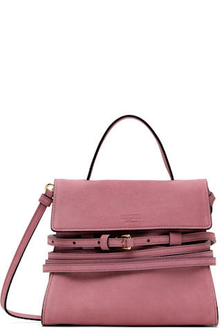 Moschino - Pink 'Moschino Tie Me' Small Suede Bag | SSENSE