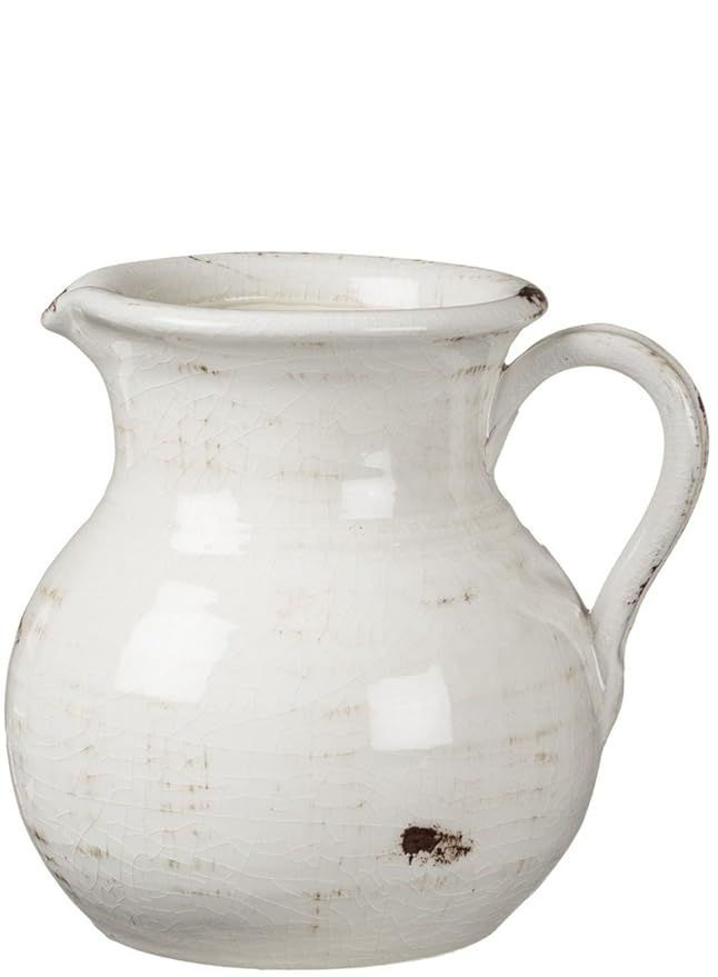 Sullivans White Ceramic Vase, Distressed White Pitcher for Rustic Home Decor, 8 x 9 Inches (CM251... | Amazon (US)
