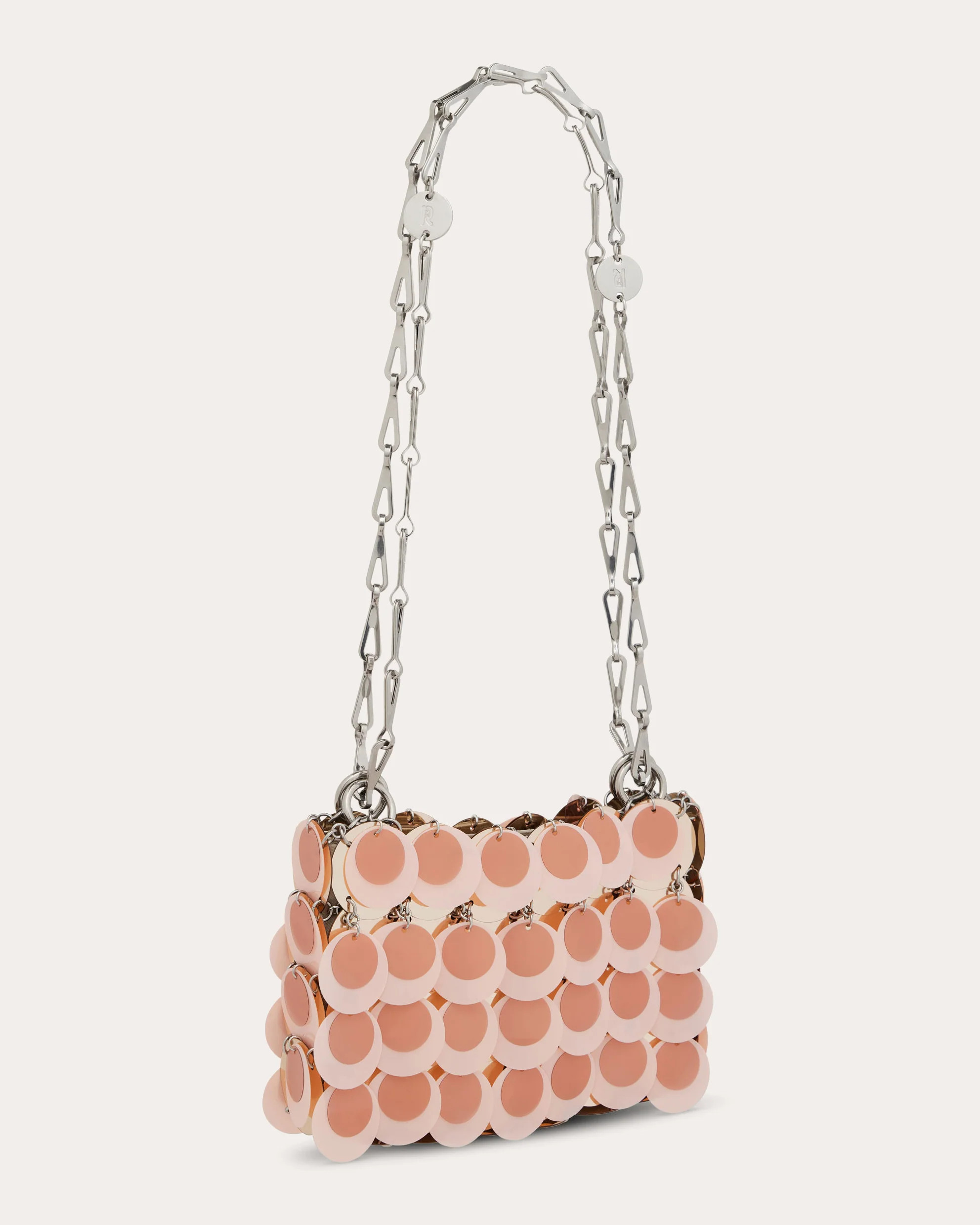 Rabanne Women's Sparkle Nano Paillette Shoulder Bag in Pink Gold/silver Polyester | Olivela