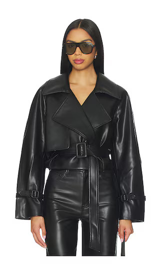 Elodie Charles Vegan Leather Crop Jacket in Black | Revolve Clothing (Global)