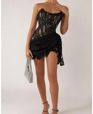 Women's Lace Corset Draped Mini Dress | Macy's
