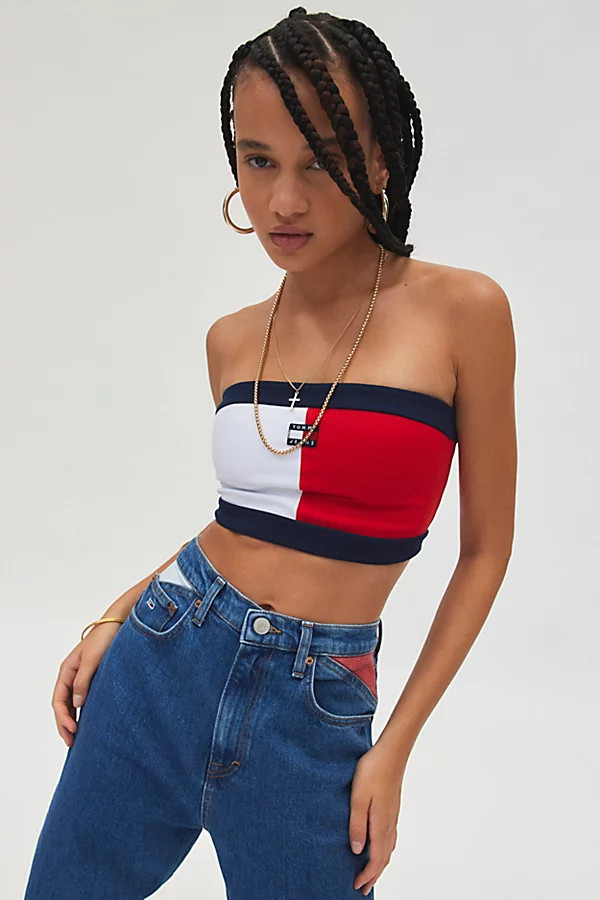 Tommy Jeans Badge Cropped Tube Top | Urban Outfitters (US and RoW)