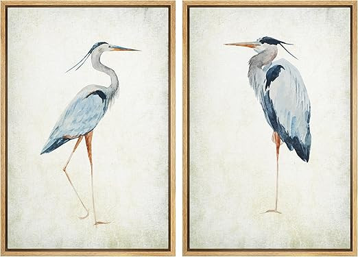 MUDECOR Framed Canvas Print Wall Art Heron Bird Illustrations Modern Art Decorative Bohemian Colo... | Amazon (US)