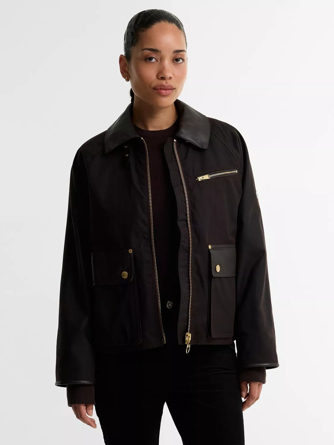 Barbour International Donnington Waxed Jacket, Brown Dark | John Lewis (UK)