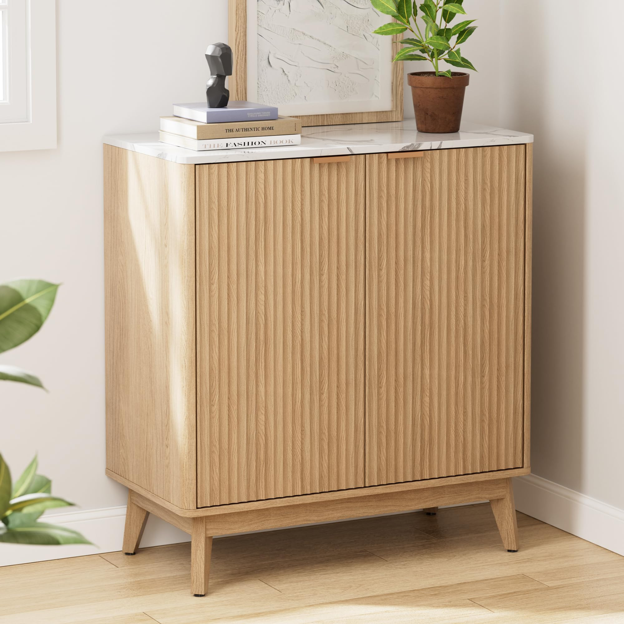 Sideboard Buffet Cabinet with Storage, Fluted Credenza Accent Cabinet for Living Room Entryway Di... | Amazon (US)