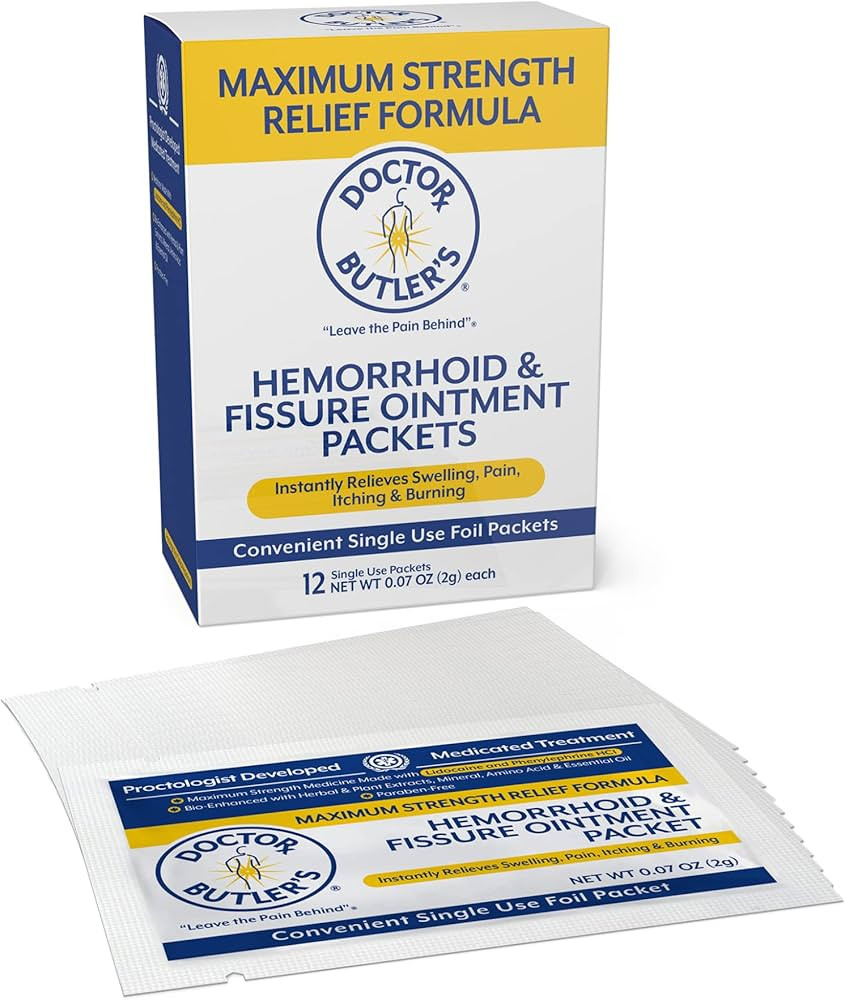 Doctor Butler's Maximum Strength Hemorrhoid & Fissure Ointment 12 to-Go Packets - Instant Pain Re... | Amazon (US)