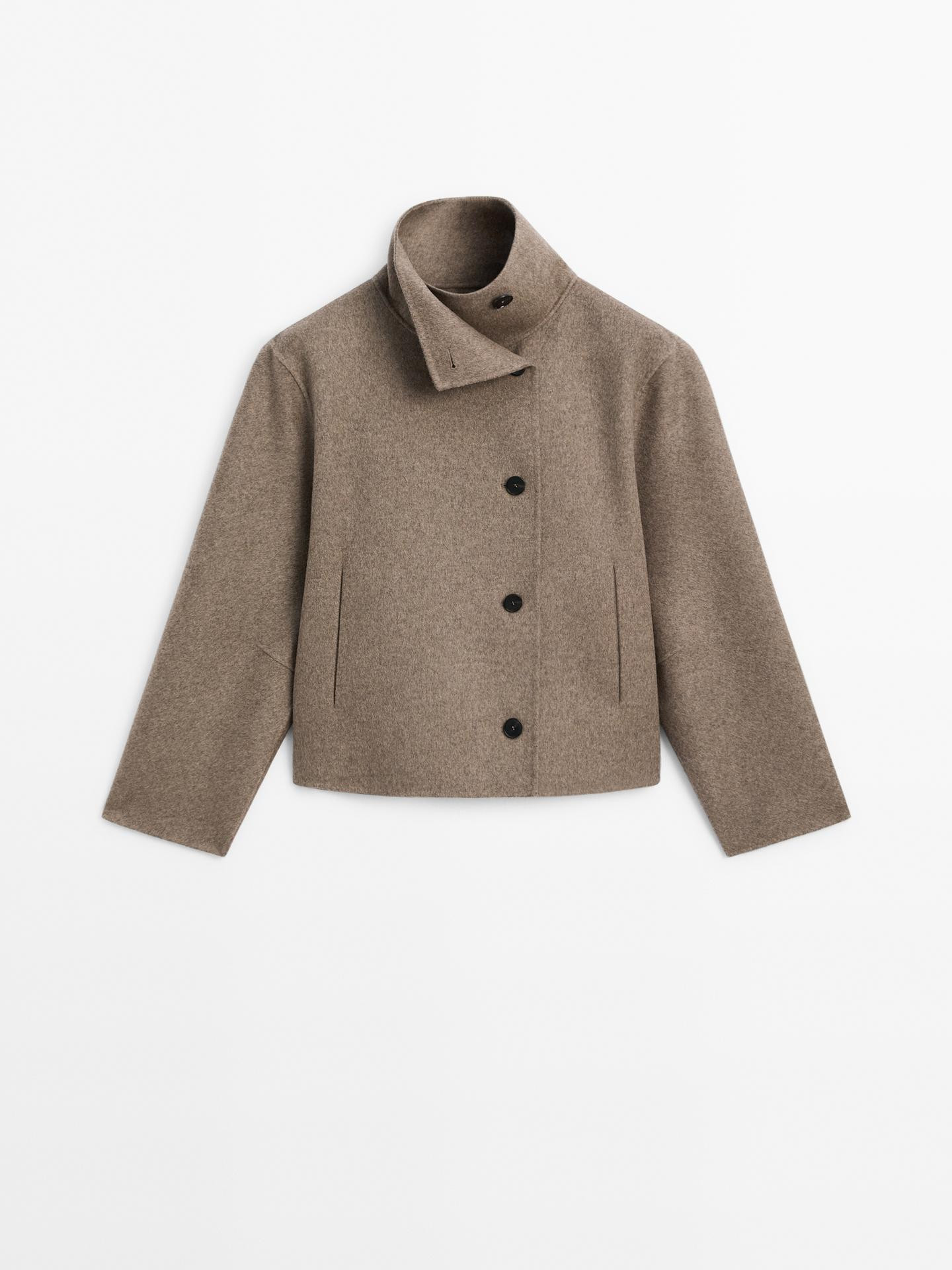 Wool blend high neck jacket | Massimo Dutti US