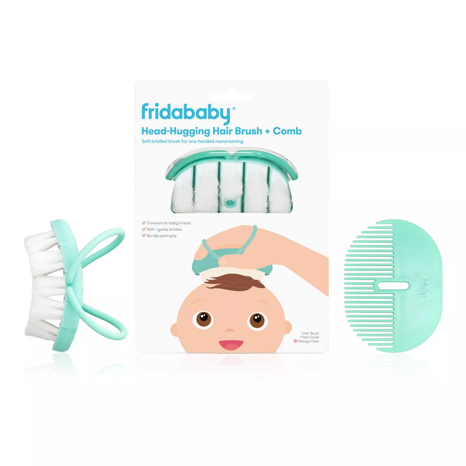 Fridababy Baby Head-Hugging Hairbrush & Styling Comb Set, White | Kohl's