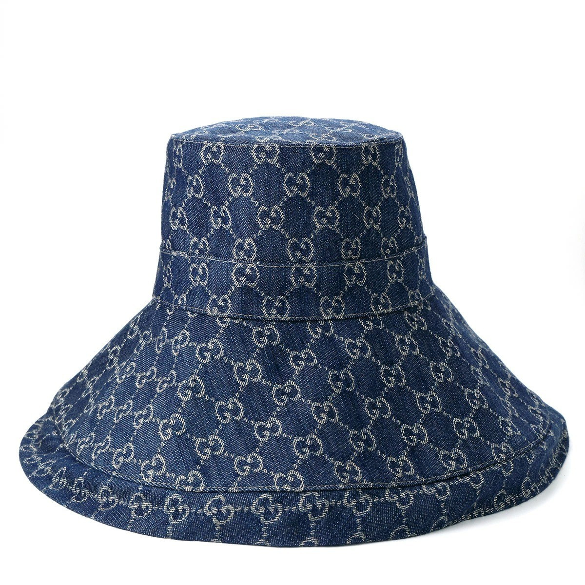 Authenticity GuaranteeGUCCI 631958 Canvas Logo GG Wide Brim Hat Eco Washed Denim Size S NEW JAPAN | eBay US