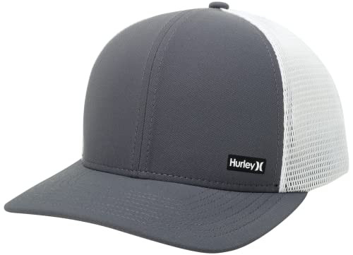 Hurley Men's Caps - H2O-Dri League Baseball Caps for Men with Snapback Closure - Classic Mens Trucker Hats (S-XL), Grey/White | Amazon (US)