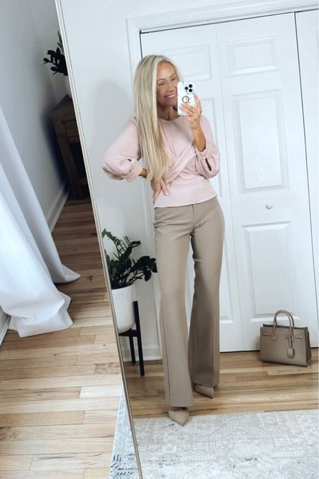 Business casual outfit
Spring work wear
Flare pants
Satin blouse 

#LTKworkwear
