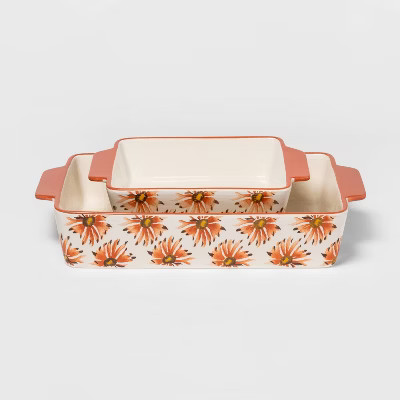 2pc Stoneware Flower Bakeware Set Coral - Threshold™ | Target