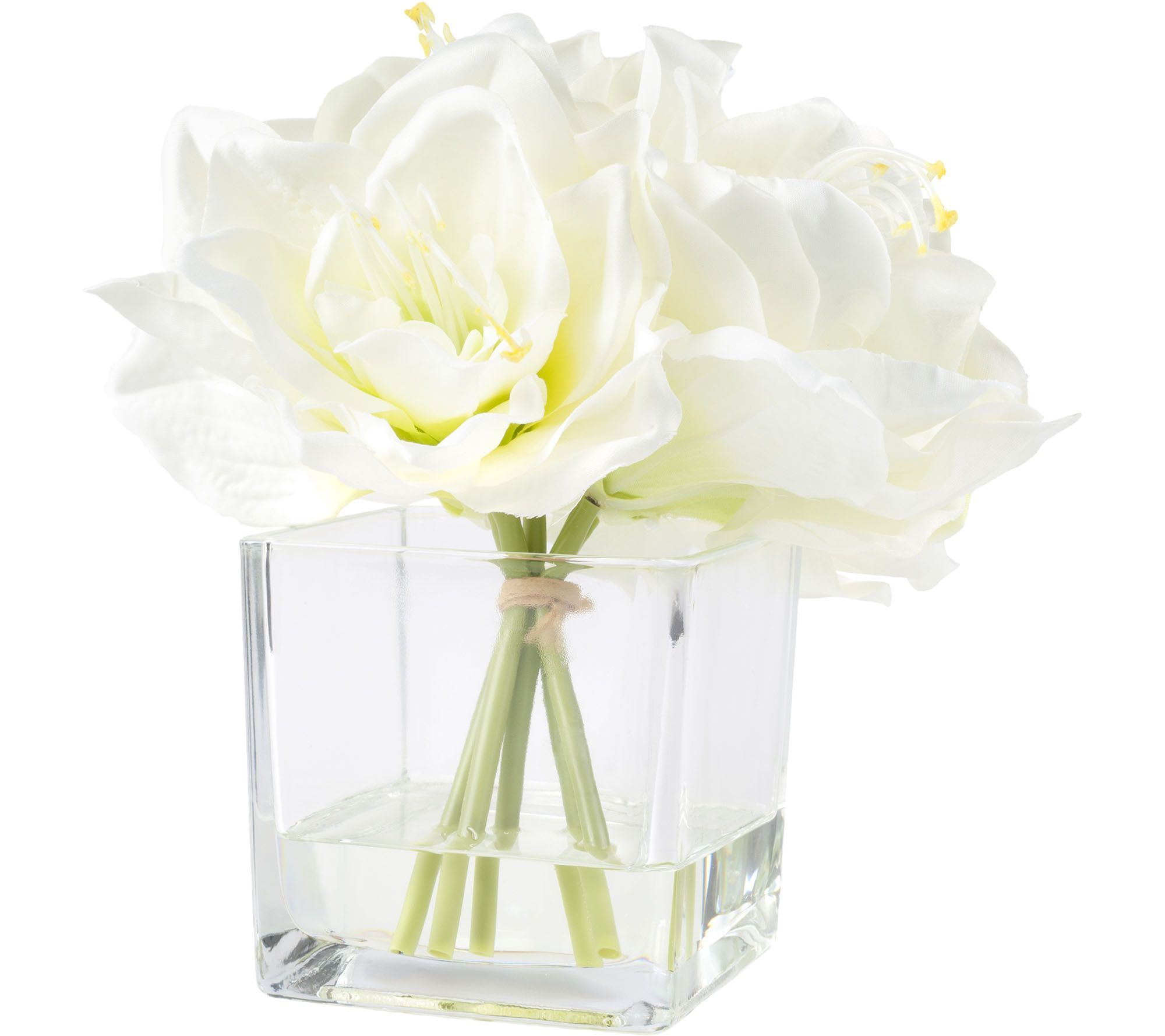 Pure Garden Cream Lily Floral Arrangement withGlass Vase — QVC.com | QVC