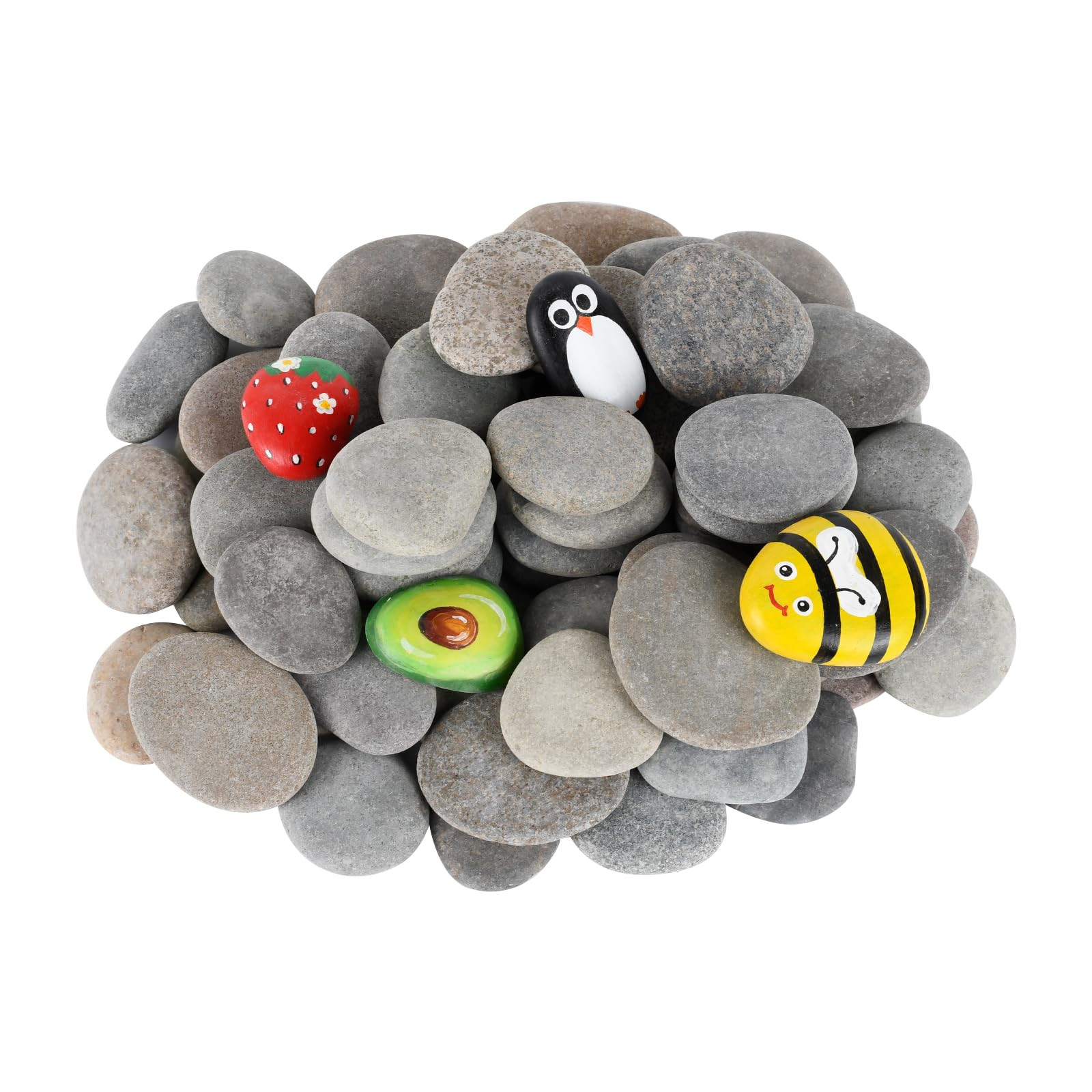Simetufy 60 Pcs Painting Rocks Bulk, River Rocks to Paint for Arts, 2"-3" Large Flat & Smooth Stones for DIY Painting, Kindness Stones | Amazon (US)
