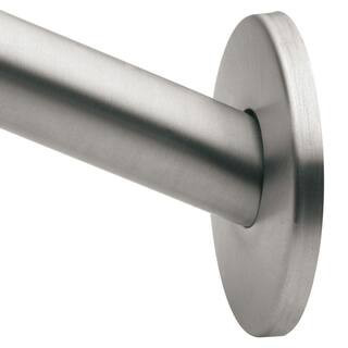 58.4 in. Curved Shower Rod in Brushed Stainless Steel (Flanges Not Included) | The Home Depot