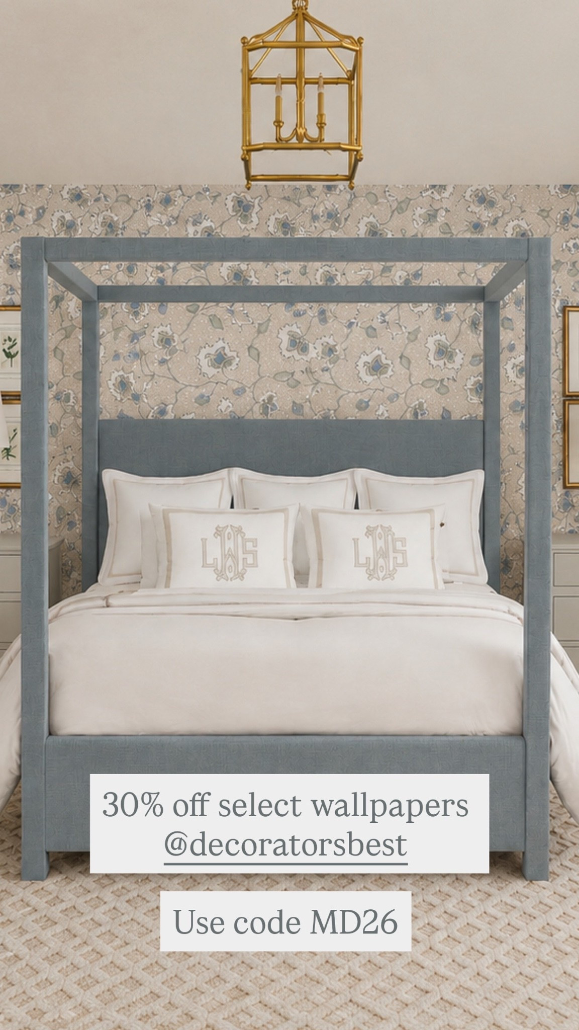 Time to select and save on your next wallpaper project!! Schumacher and other high end wallpaper brands on sale right now at Decorator’s best where I shop my wall coverings and fabrics.