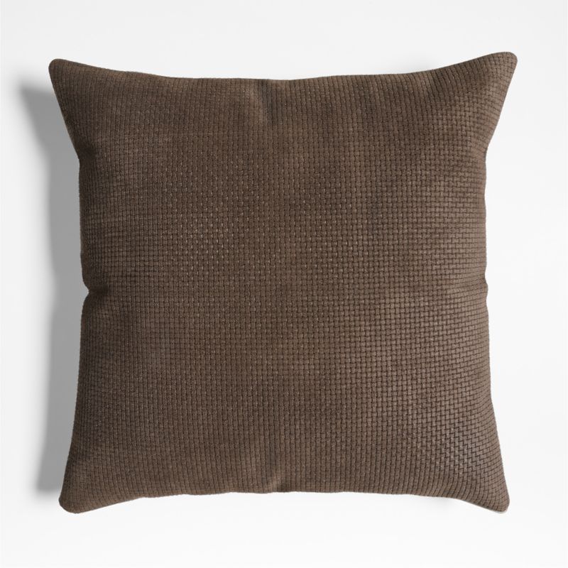 Jackson Deep Brown Basketweave Leather 23"x23" Throw Pillow Cover + Reviews | Crate & Barrel | Crate & Barrel