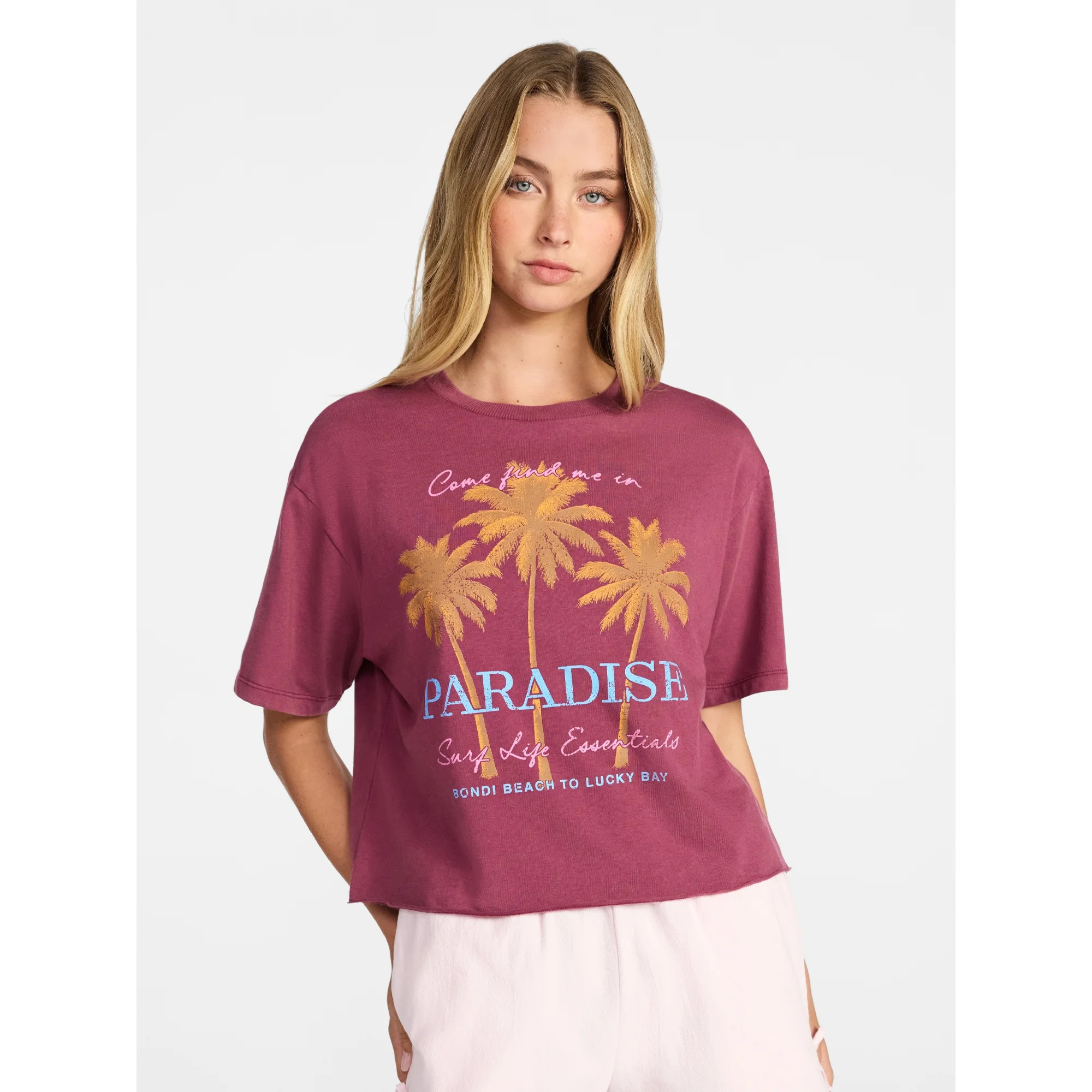 No Boundaries Boxy Cropped Graphic Tee, Women's XXS-XXL | Walmart (US)