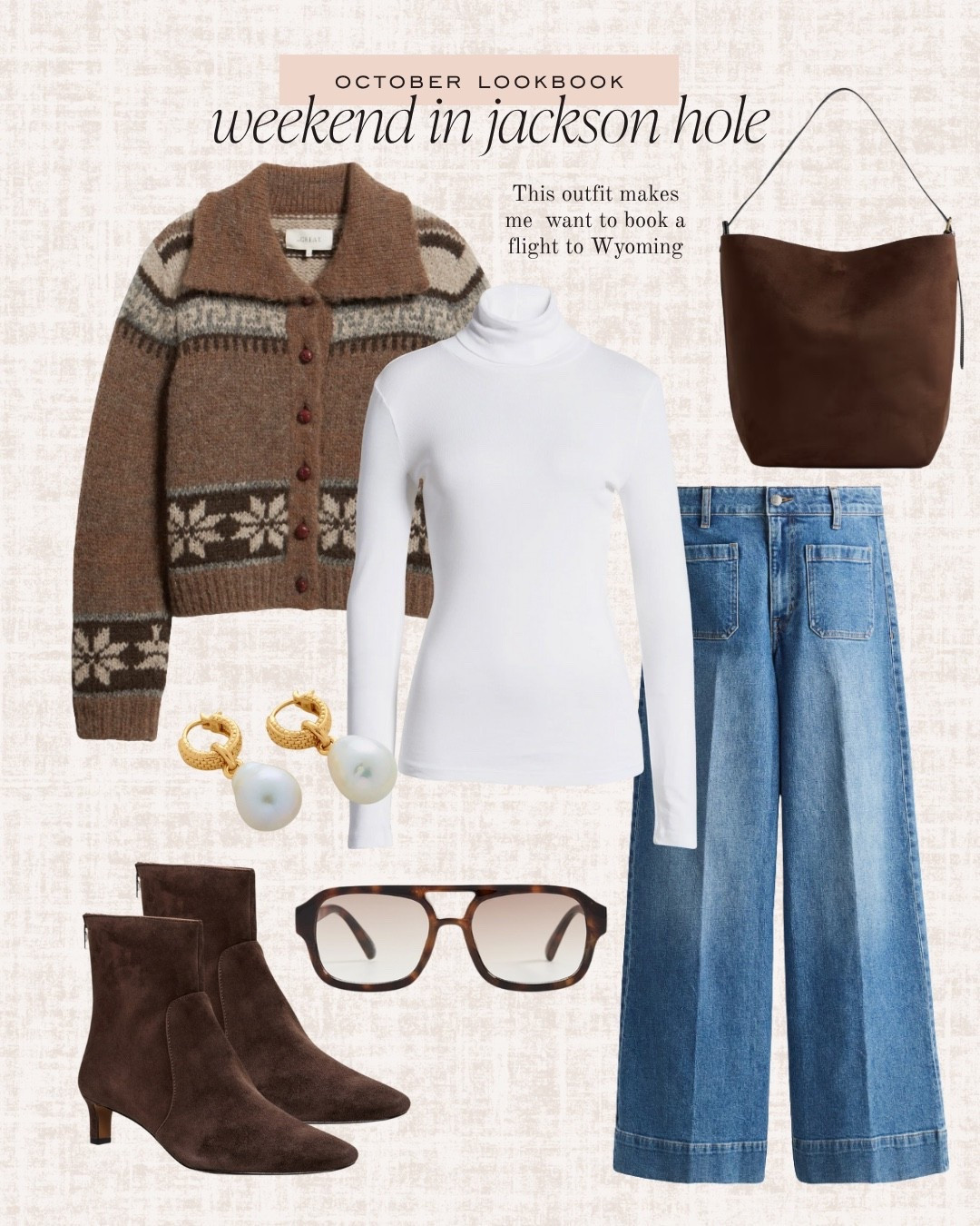 what to wear for a weekend in jackson hole, Wyoming 🤎 fall outfit, fair isle sweater, suede handbag

#LTKFindsUnder100 #LTKSeasonal