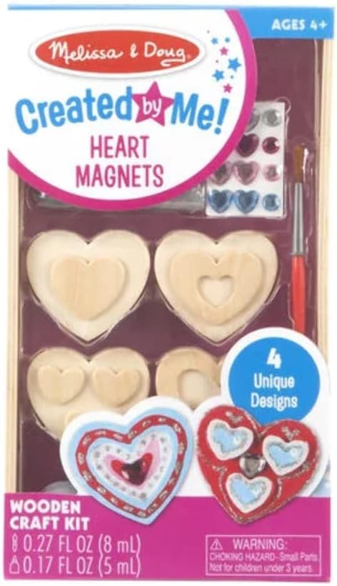Melissa & Doug Created by Me! Wooden Heart Magnets Craft Kit (4 Designs, 4 Paints, Stickers, Glit... | Amazon (US)