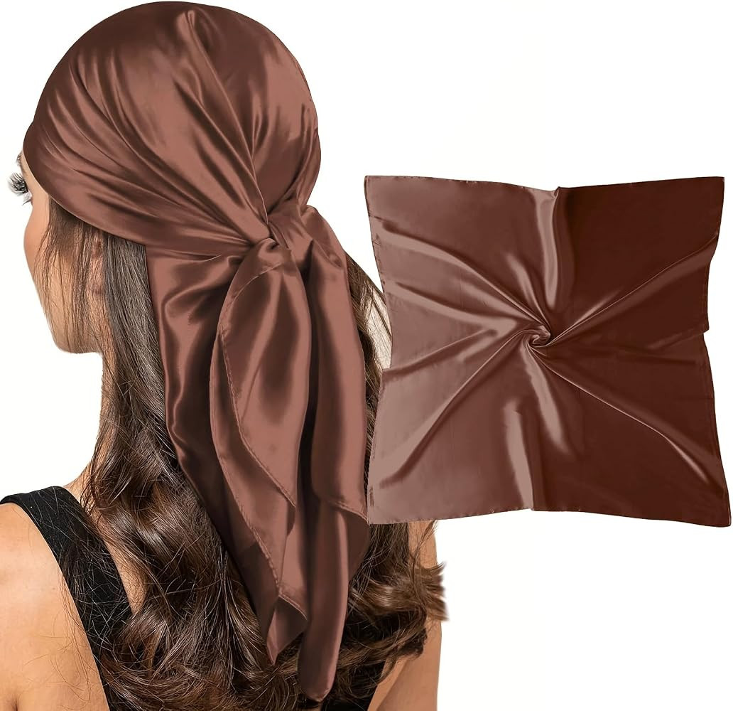 35" Square Silk Like Head Scarf - Women's Fashion Satin Scarf Bandana for Hair Wrapping at Night. | Amazon (US)