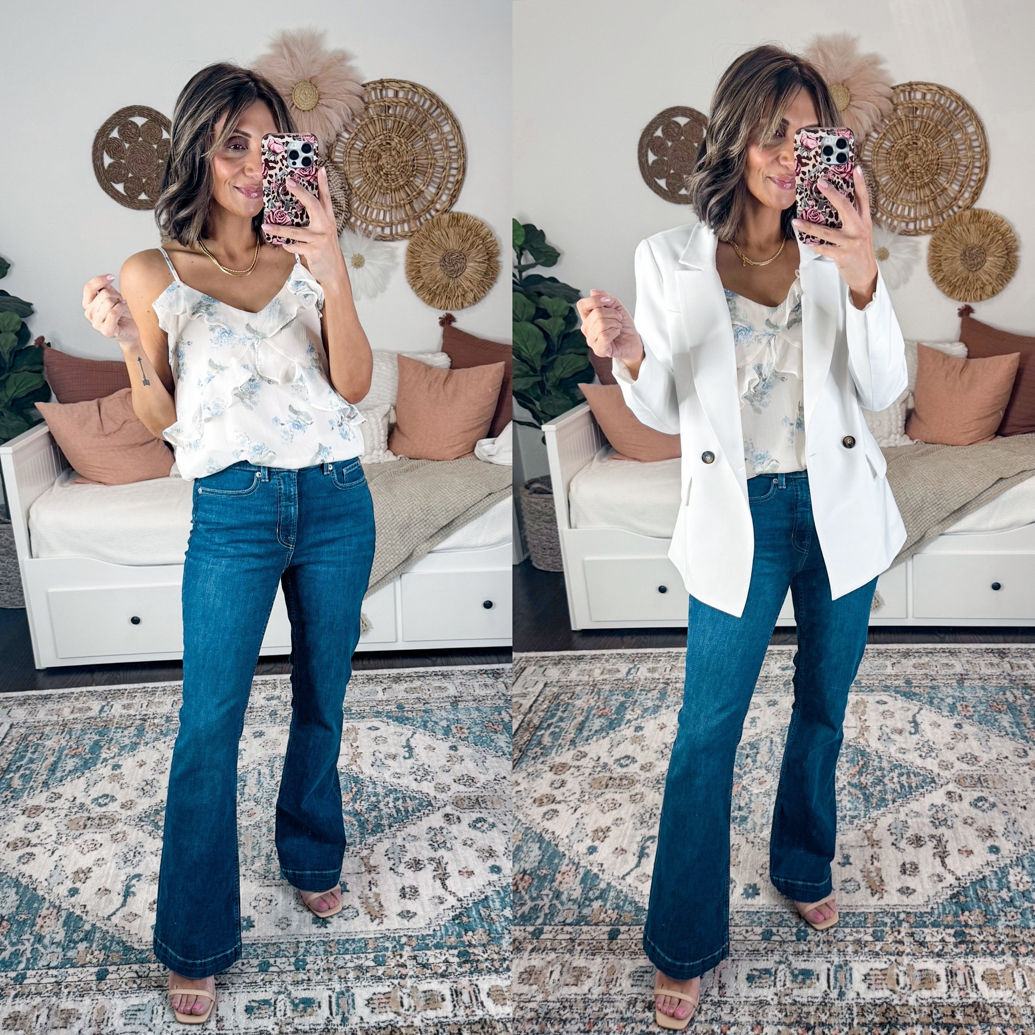 Loft cami size xs
Spanx jeans 


#LTKSaleAlert #LTKWorkwear #LTKOver40