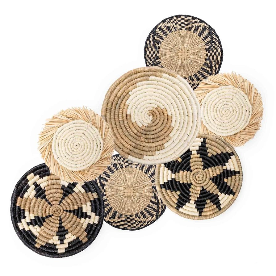 Hanging Woven Wall Basket Set - 7 Unique Handcrafted Seagrass Baskets for Boho, Farmhouse & Rusti... | Amazon (US)
