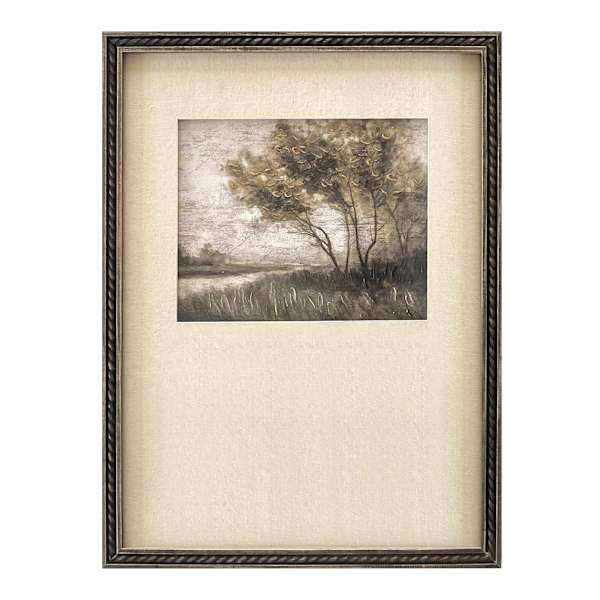 Glass Framed Riverbank Sketch Single Matted Wall Art, 24x18 | At Home