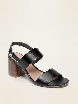 Faux-Leather Slingback Block-Heel Sandals for Women | Old Navy (US)