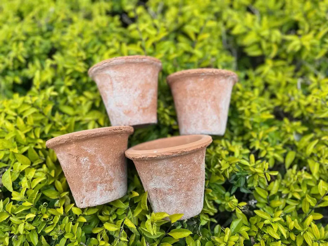4Pcs 4.72'' Terra Cotta Flowerpot with Drainage - Vintage Handmade Clay Planter for Succulents an... | Etsy (US)