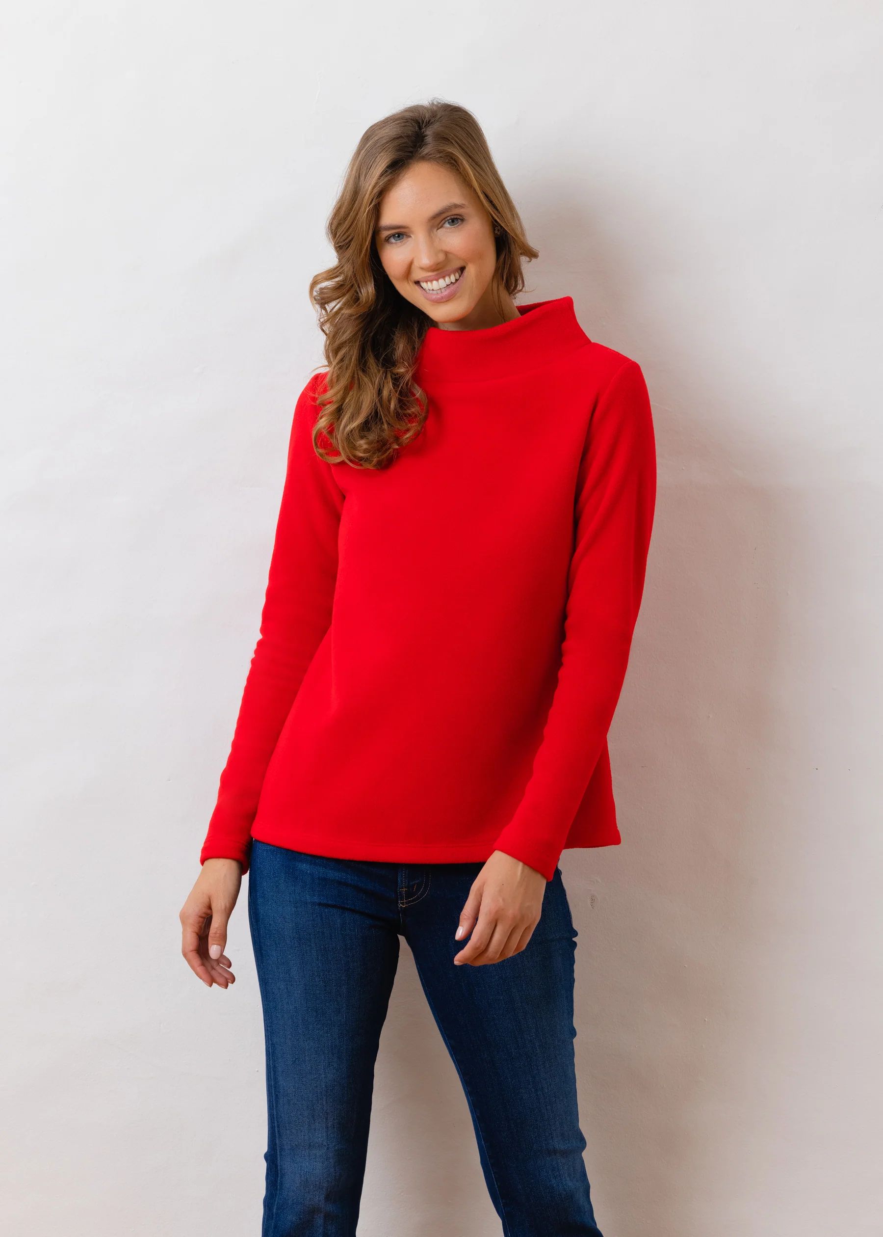 Greenpoint Boatneck in Vello Fleece (Red) | Dudley Stephens