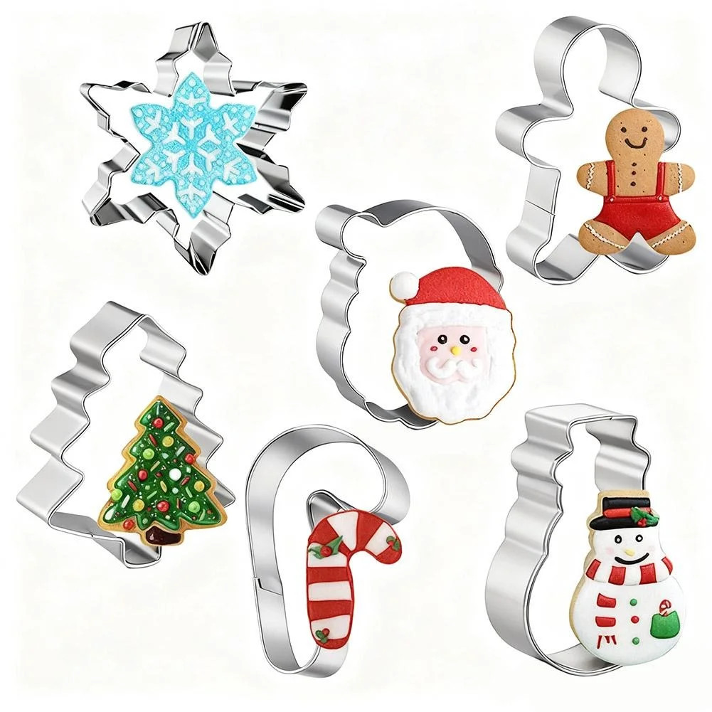 Large Christmas Cookie Cutters Set, 6 Pcs Large Holiday Cookie Cutters Shapes - Christmas Tree, S... | Walmart (US)