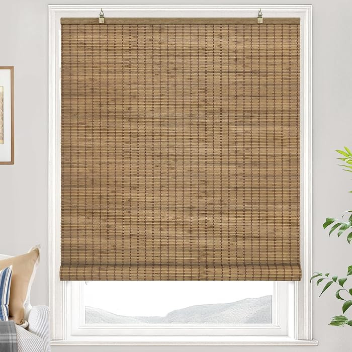 LazBlinds Cordless Bamboo Blinds, Bamboo Roll Up Shades for Windows, Privacy Hanging Window Blind... | Amazon (US)