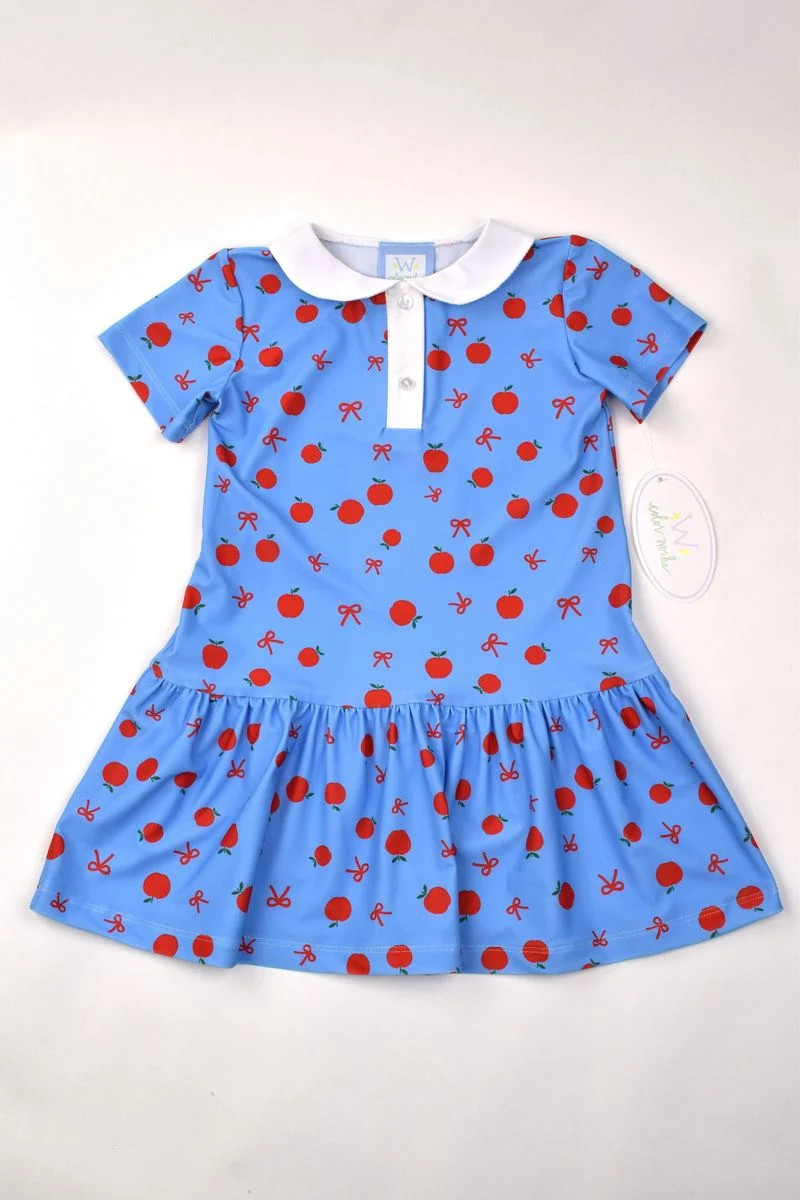 Funtasia Too Girls Sleeveless Tennis Dress with Collar - Apple Print | Persnickety