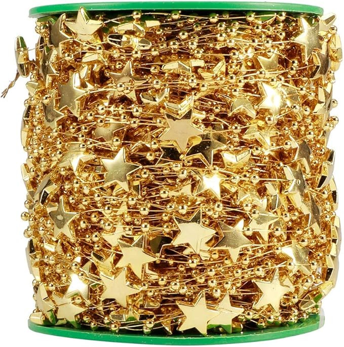 TOPINCN DIY Plastic Star Faux Pearls Beads String Garland for Christmas Tree Wedding Party Bouque... | Amazon (US)