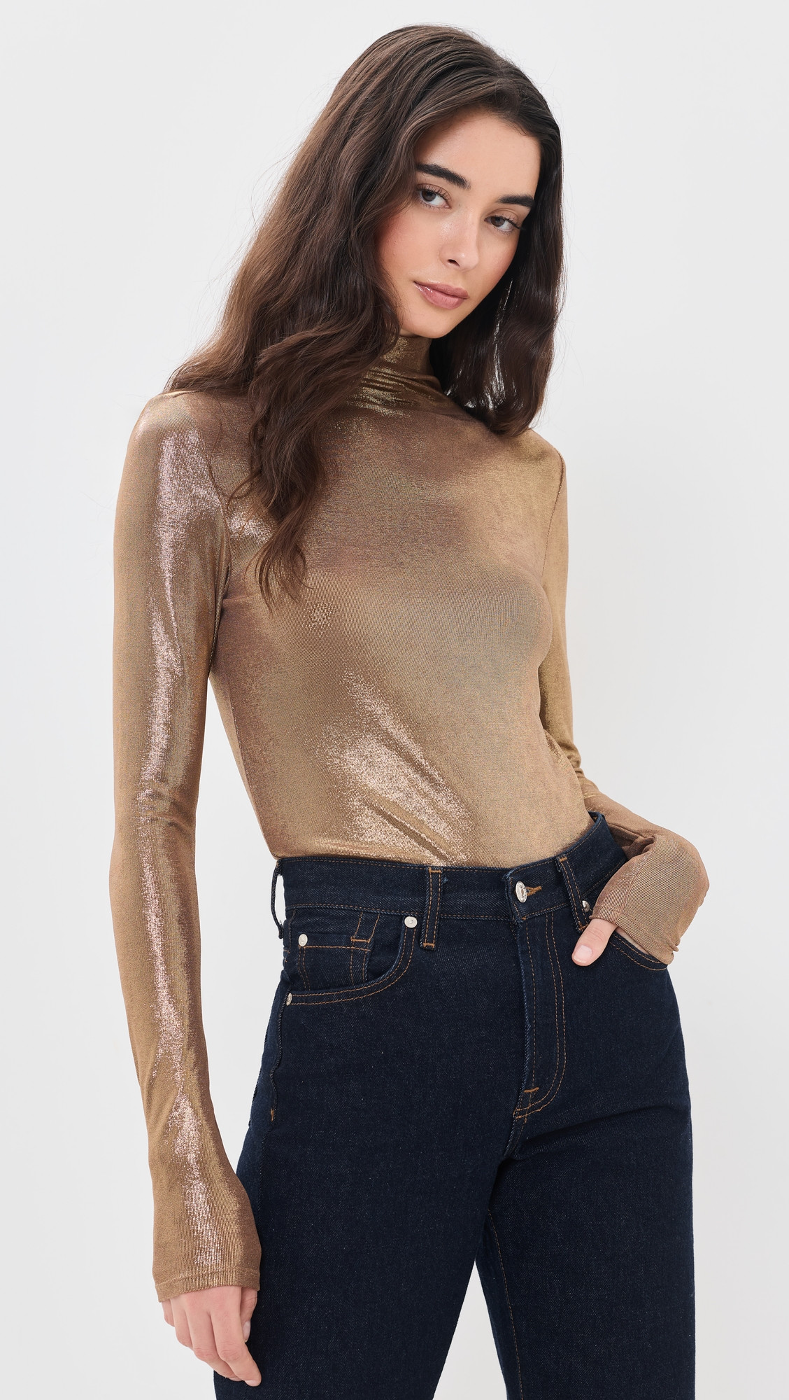 Joe's Jeans The Tony Long Sleeve Top Bronze Brown S | Shopbop